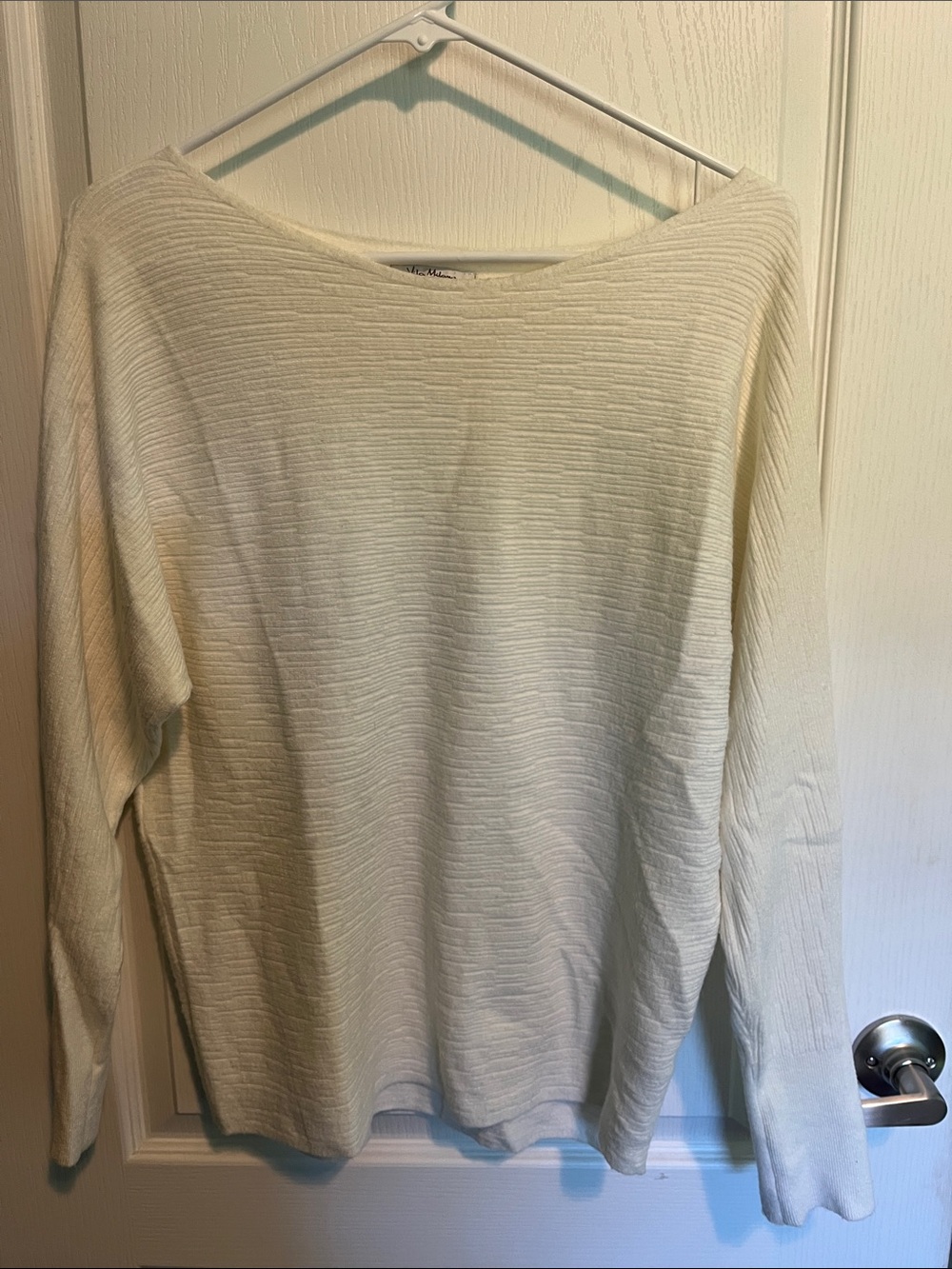 Vila Milano Women’s Off-the-Shoulder Cream Knit Sweater